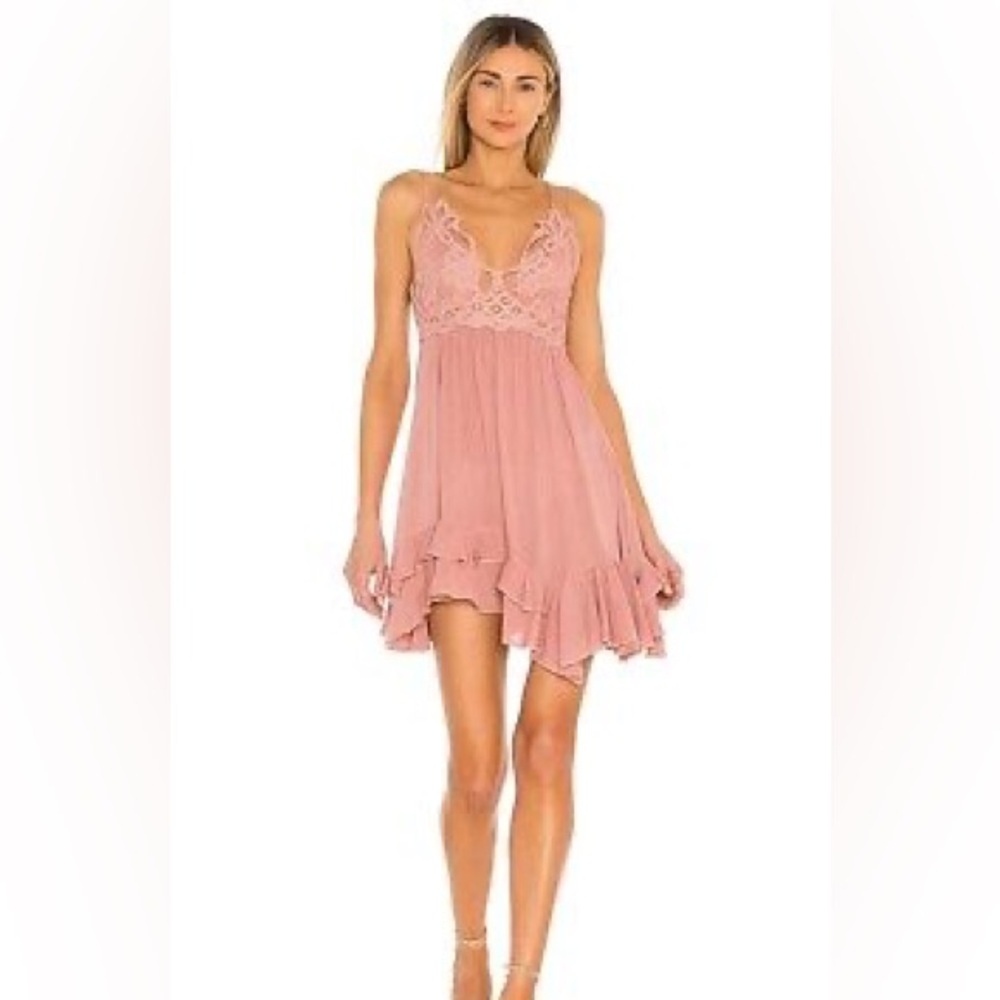 Free people adella pink mini dress